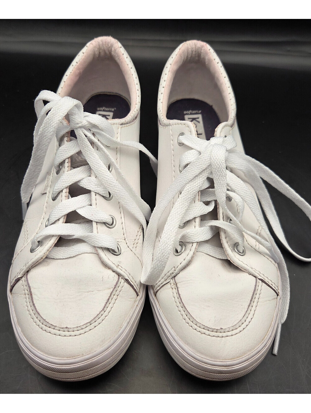 Keds Center II Women’s White Leather Sneakers Lace Up Casual Shoes Size 7 Excell